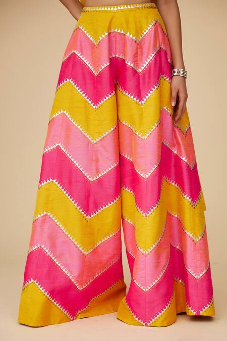 Buy Priyal Prakash Yellow Silk, Net Sequins Sweetheart Herringbone Embellished Palazzo Blouse Set Online at Aza Fashions Buy_Priyal Prakash_Yellow Silk, Net Sequins Sweetheart Herringbone Embellished Palazzo Blouse Set _Online_at_Aza_Fashions