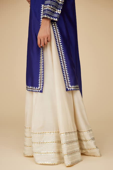 Buy Priyal Prakash Blue Chanderi, Viscose Sequins Round Neck Aari Work Kurta Sharara Set Online at Aza Fashions Buy_Priyal Prakash_Blue Chanderi, Viscose Sequins Round Neck Aari Work Kurta Sharara Set _Online_at_Aza_Fashions