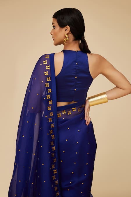 Priyal Prakash Aari Sequin Bloom Work Saree Blouse Set 