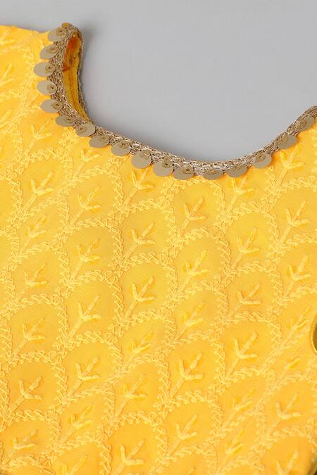 Shop_Byb Premium_Yellow Georgette Sequins, Embroidery Kurta Sharara Set _Online_at_Aza_Fashions