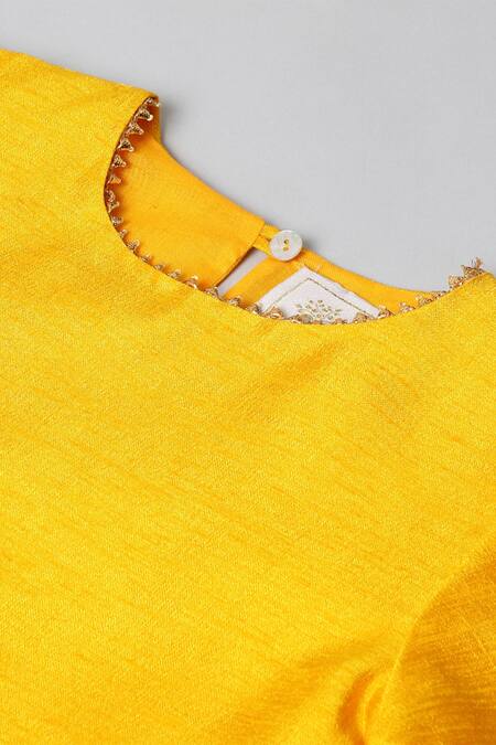 Byb Premium_Yellow Silk, Chiffon Gota Patti Border Embroidered Kurta Sharara Set _at_Aza_Fashions