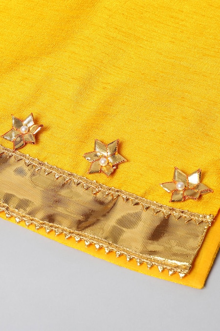Shop_Byb Premium_Yellow Silk, Chiffon Gota Patti Border Embroidered Kurta Sharara Set 