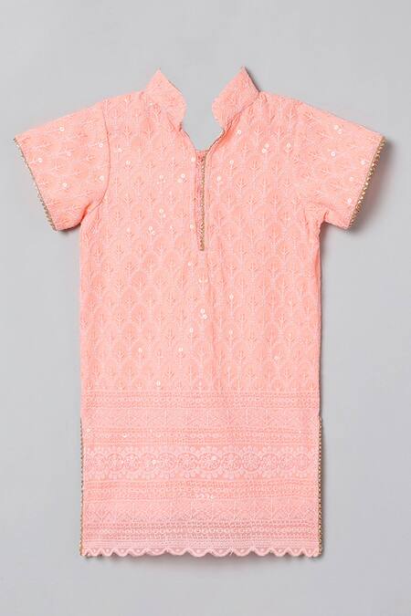 Byb Premium_Pink Georgette Sequins, Embroidery Thread Kurta Sharara Set_Online_at_Aza_Fashions