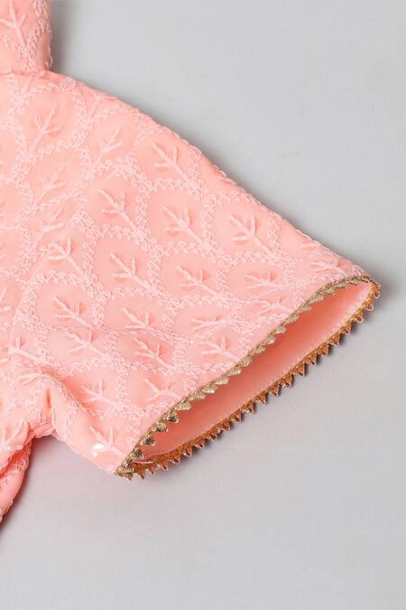 Byb Premium_Pink Georgette Sequins, Embroidery Thread Kurta Sharara Set_at_Aza_Fashions