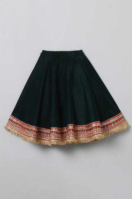 Buy Byb Premium Green Velvet Embroidery Hem Lehenga Set Online at Aza Fashions Buy_Byb Premium_Green Velvet Embroidery Hem Lehenga Set _Online_at_Aza_Fashions