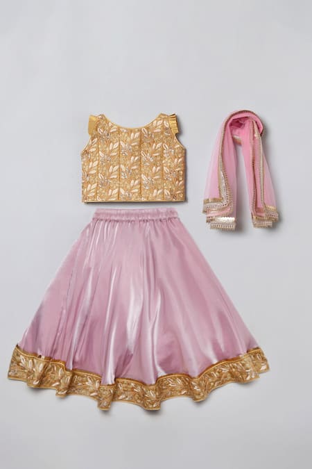 Byb Premium Pink Silk Sequins, Embroidery Blouse Lehenga Set 