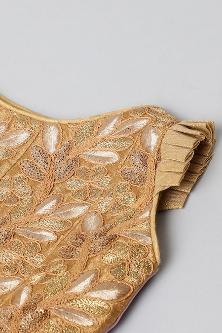 Shop_Byb Premium_Pink Silk Sequins, Embroidery Blouse Lehenga Set _Online_at_Aza_Fashions