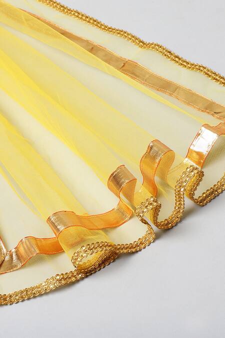 Byb Premium Yellow Silk, Chiffon Gota Patti, Pearls Embroidered Blouse Lehenga Set Online at Aza Fashions Byb Premium_Yellow Silk, Chiffon Gota Patti, Pearls Embroidered Blouse Lehenga Set _Online_at_Aza_Fashions