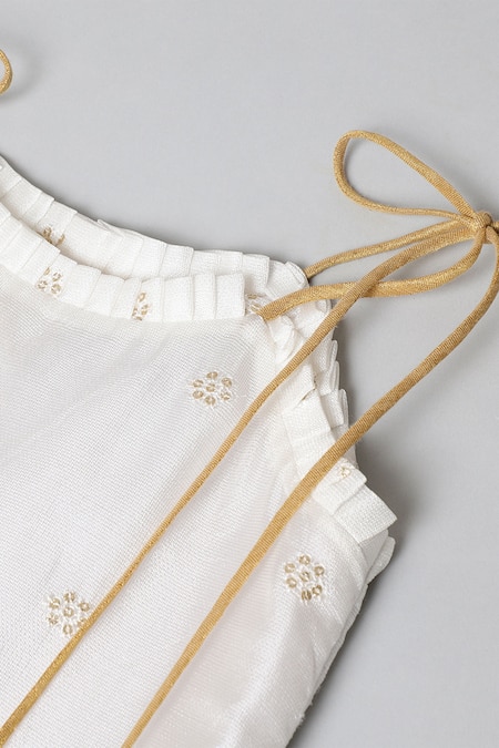 Shop_Byb Premium_Yellow Silk, Chiffon Gota Patti Work Blouse Lehenga Set _Online_at_Aza_Fashions