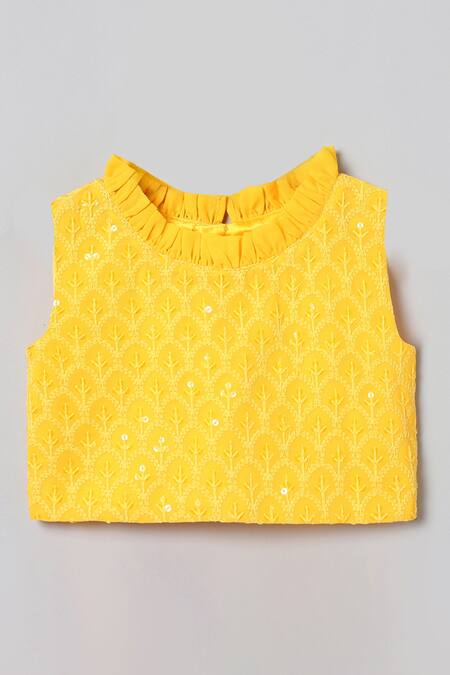 Buy_Byb Premium_Yellow Georgette Embroidered Sequins Lehenga Set_Online_at_Aza_Fashions