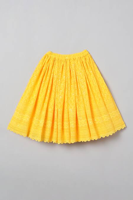 Shop_Byb Premium_Yellow Georgette Embroidered Sequins Lehenga Set_Online_at_Aza_Fashions