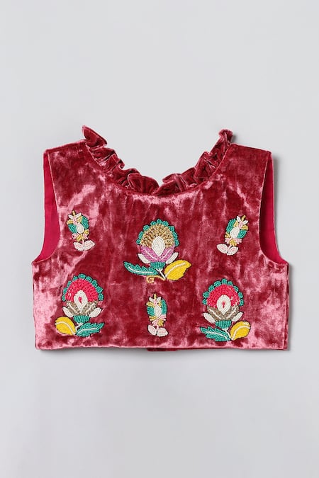 Byb Premium Pink Silk, Chiffon Sequins, Embroidery Floral Top And Skirt Set Online at Aza Fashions Byb Premium_Pink Silk, Chiffon Sequins, Embroidery Floral Top And Skirt Set _Online_at_Aza_Fashions