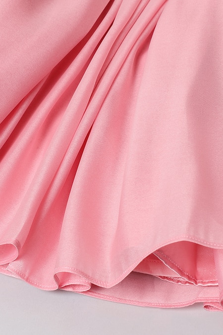 Shop Byb Premium Pink Silk, Chiffon Sequins, Embroidery Floral Top And Skirt Set Shop_Byb Premium_Pink Silk, Chiffon Sequins, Embroidery Floral Top And Skirt Set