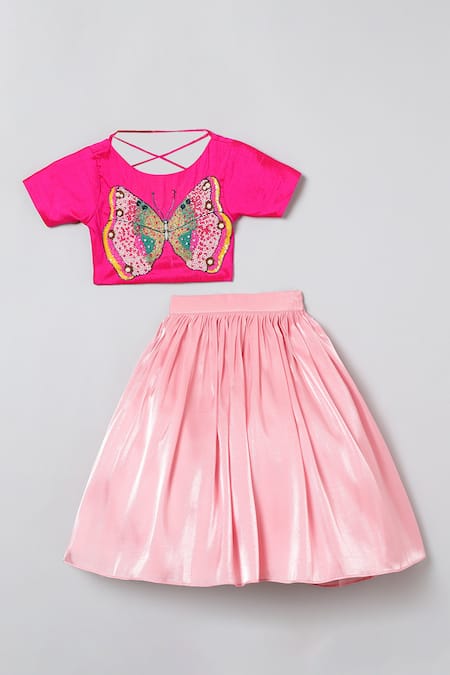 Byb Premium Butterfly Embroidered Top & Skirt Set 