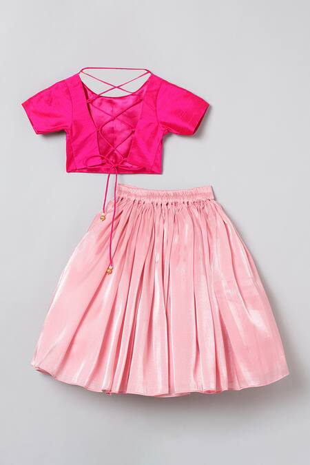 Shop Byb Premium Pink Silk Sequins Butterfly Embroidered Top And Skirt Set at Aza Fashions Shop_Byb Premium_Pink Silk Sequins Butterfly Embroidered Top And Skirt Set_at_Aza_Fashions