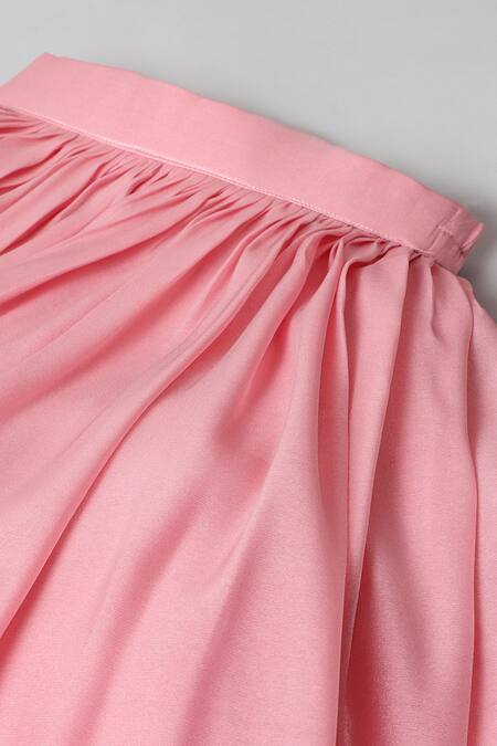 Buy Byb Premium Pink Silk Sequins Butterfly Embroidered Top And Skirt Set Buy_Byb Premium_Pink Silk Sequins Butterfly Embroidered Top And Skirt Set