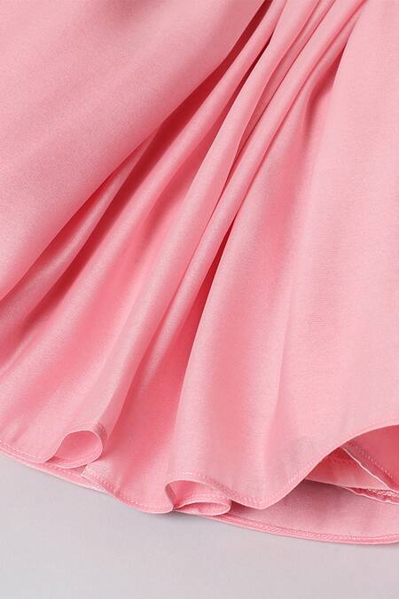 Shop Byb Premium Pink Silk Sequins Butterfly Embroidered Top And Skirt Set Shop_Byb Premium_Pink Silk Sequins Butterfly Embroidered Top And Skirt Set