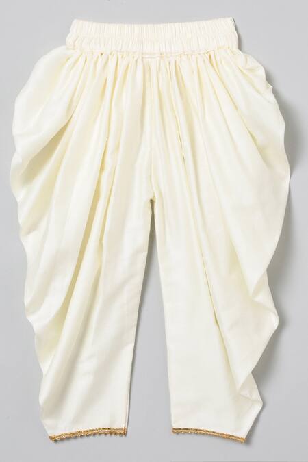 Buy_Byb Premium_Yellow Kota Doria, Cotton Patti, Leheriya Print Top And Dhoti Pant Set _Online_at_Aza_Fashions