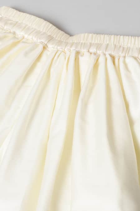 Buy_Byb Premium_Yellow Kota Doria, Cotton Patti, Leheriya Print Top And Dhoti Pant Set 