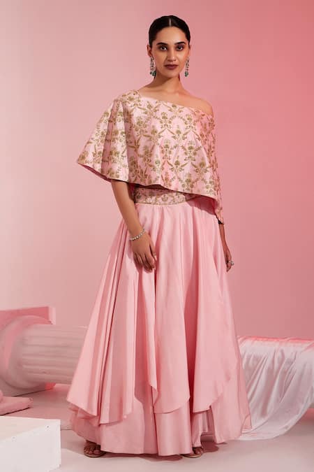 SWATI WADHWANI COUTURE Pink Silk Embroidered Lehenga Set