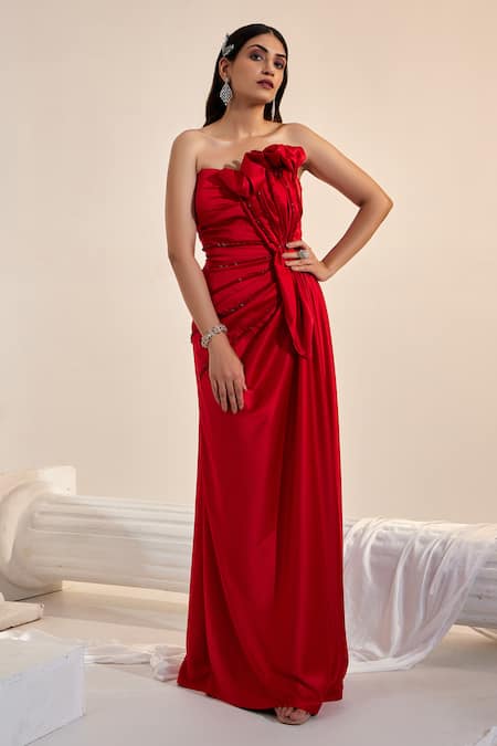 Swati Wadhwani Couture Draped Slit Gown 