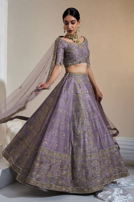 Swati Wadhwani Couture Purple Net, Silk Sequins, Beads, Embroidery Square Panelled Bridal Lehenga Set Online at Aza Fashions Swati Wadhwani Couture_Purple Net, Silk Sequins, Beads, Embroidery Square Panelled Bridal Lehenga Set _Online_at_Aza_Fashions