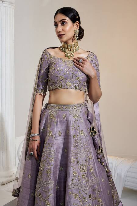 Buy Swati Wadhwani Couture Purple Net, Silk Sequins, Beads, Embroidery Square Panelled Bridal Lehenga Set Online at Aza Fashions Buy_Swati Wadhwani Couture_Purple Net, Silk Sequins, Beads, Embroidery Square Panelled Bridal Lehenga Set _Online_at_Aza_Fashions