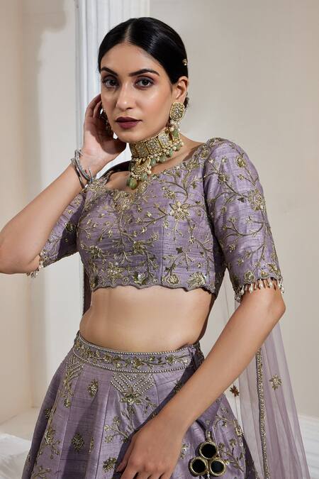 Shop Swati Wadhwani Couture Purple Net, Silk Sequins, Beads, Embroidery Square Panelled Bridal Lehenga Set Online at Aza Fashions Shop_Swati Wadhwani Couture_Purple Net, Silk Sequins, Beads, Embroidery Square Panelled Bridal Lehenga Set _Online_at_Aza_Fashions