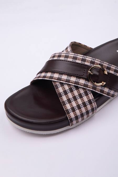 Cross strap slider online slippers