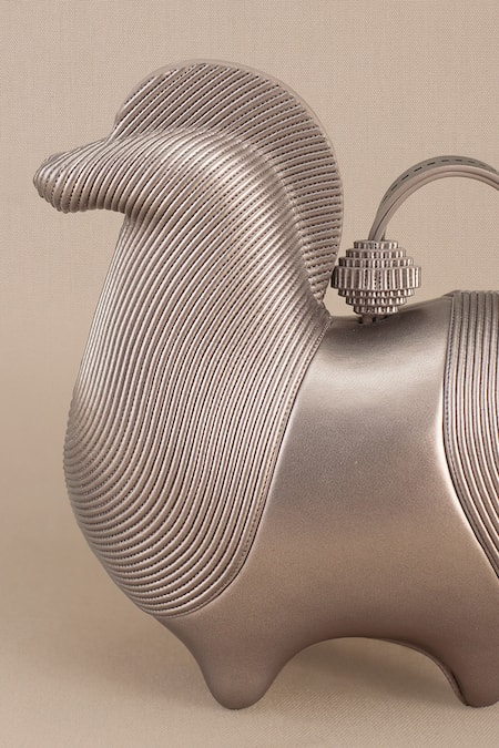 Ampm Silver Raahi Metallic Handle Bag Online at Aza Fashions Ampm_Silver Raahi Metallic Handle Bag _Online_at_Aza_Fashions