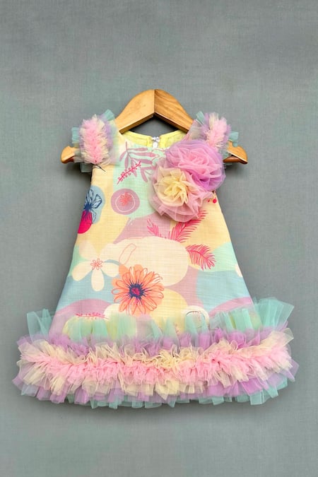 Label Neeti Pink Cotton Linen Print Blossom Dress 