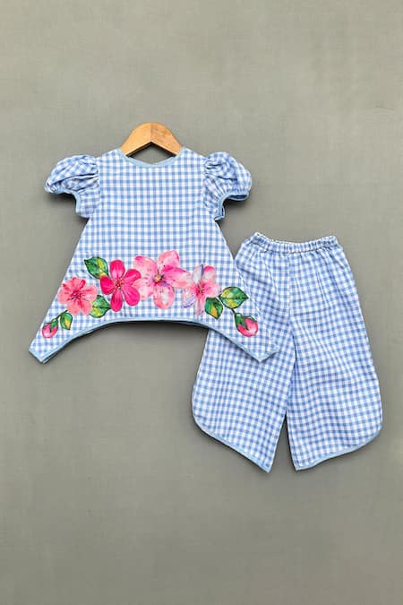 Label Neeti Floral Patch Work Checkered Top With Palazzo Pant 