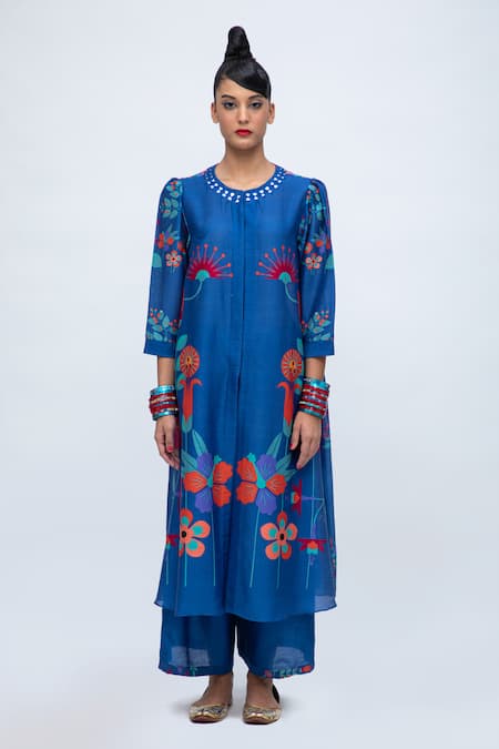 Lila Cheema Floral Print Straight Kurta & Pant Set 