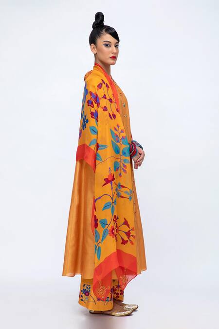 Buy Lila Yellow Cotton, Silk, Organza Mirrors Round Neck Savera Work Anarkali Pant Set Online at Aza Fashions Buy_Lila_Yellow Cotton, Silk, Organza Mirrors Round Neck Savera Work Anarkali Pant Set_Online_at_Aza_Fashions