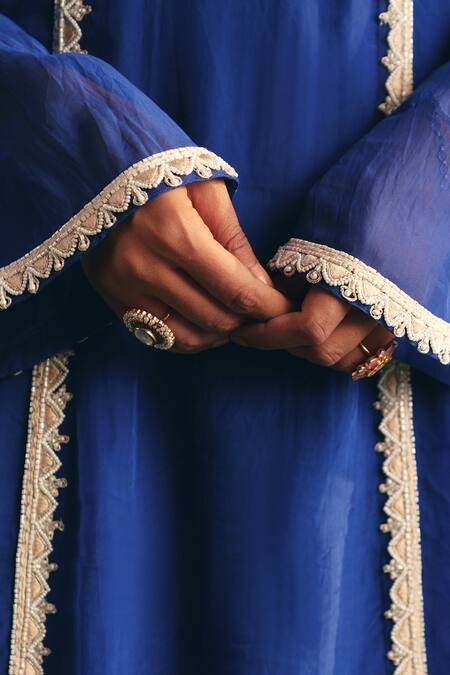 Reeti Arneja - Theklub Blue Organza, Cotton Satin Sequins, Cut Blair Floral Yoke Anarkali Sharara Set at Aza Fashions Reeti Arneja - Theklub_Blue Organza, Cotton Satin Sequins, Cut Blair Floral Yoke Anarkali Sharara Set _at_Aza_Fashions