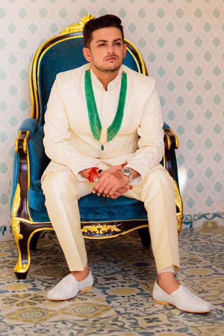 SCHON ZAPATO Geometric Handwork White Mojris 