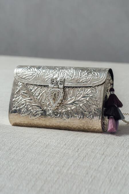 Stunning Tiger Color Indian Pure Handcrafted Design Cylindrical Antique  Metal Clutch Bag Crossbody Bag Vintage Style Purse Wallet