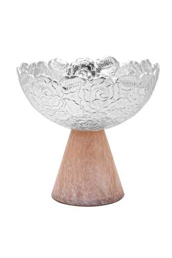 Shop House Of Neeba Silver Metal And Resin Carving Rosette Bowl Gift Box at Aza Fashions Shop_House Of Neeba_Silver Metal And Resin Carving Rosette Bowl Gift Box_at_Aza_Fashions