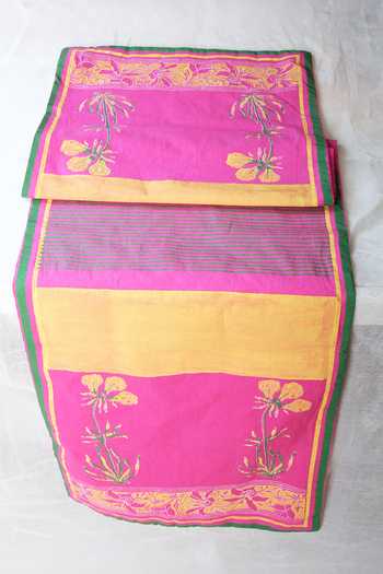 Inheritance India Pink 100% Cotton Hand Block Printed Floral Table Mat