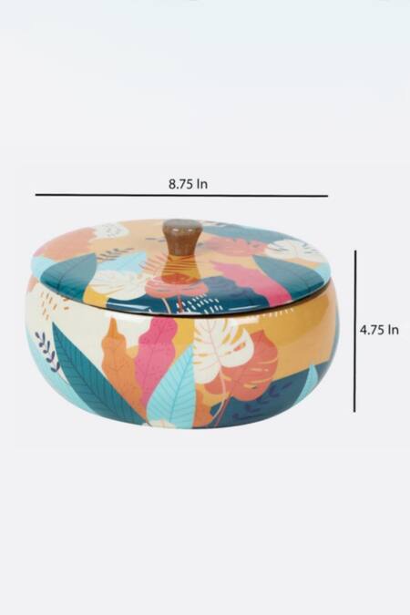 Shop_Brick Brown_Brown Wood Printed Floral Roti Box_Online_at_Aza_Fashions