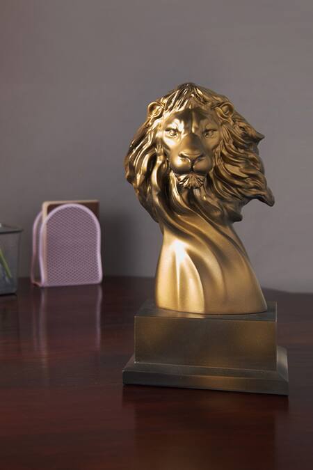 H2H Gold Fibre Lion Sculpture 