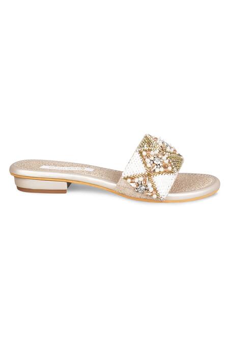 Kaltheos_Gold Embellished Cynthia Bead Block Heels_at_Aza_Fashions