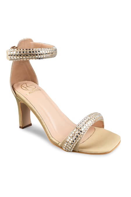 Kaltheos_Gold Embellished Fiona Swarovski Strap Heels_at_Aza_Fashions