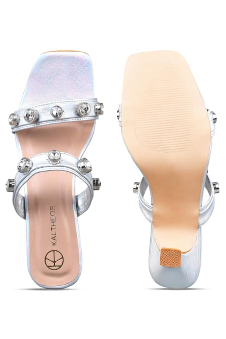 Shop_Kaltheos_Silver Embellished Nina Glass Crystal Heels_Online_at_Aza_Fashions