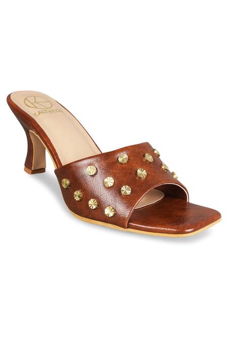 Buy_Kaltheos_Brown Embellished Nina Strap Heels