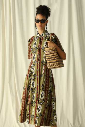 Buy_Jodi_Green Chamba Abstract Print Dress_Online_at_Aza_Fashions