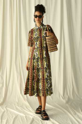 Shop_Jodi_Green Chamba Abstract Print Dress_Online_at_Aza_Fashions
