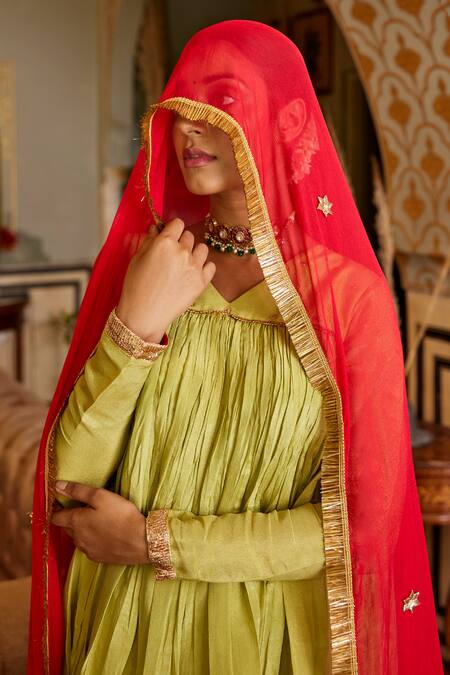 Nimbu Mirchi Green Chiffon, Tissue, Satin Embroidery V-neck Flora Peplum Kurta Palazzo Set Online at Aza Fashions Nimbu Mirchi_Green Chiffon, Tissue, Satin Embroidery V-neck Flora Peplum Kurta Palazzo Set _Online_at_Aza_Fashions