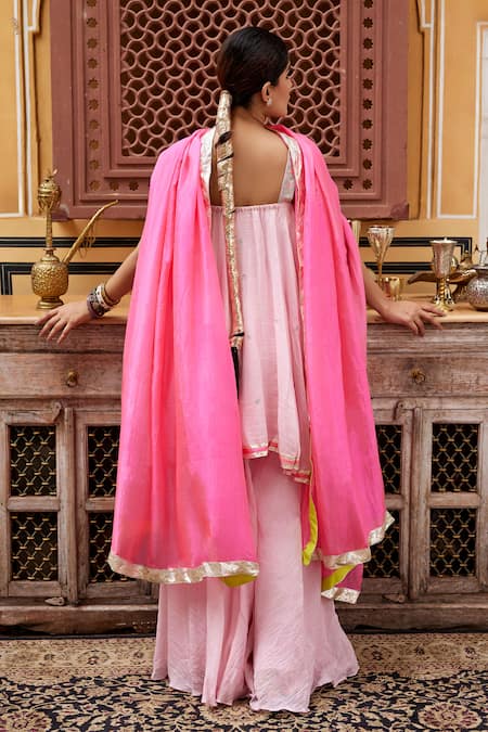 Nimbu Mirchi Bloom Embroidered Kurta Sharara Set 