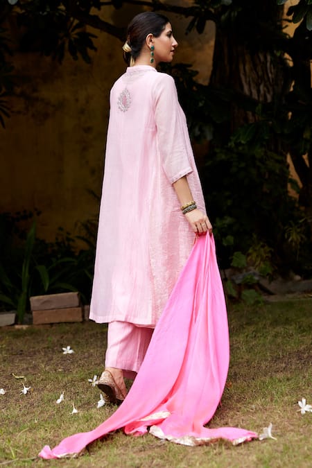 Nimbu Mirchi Floral Placket Embroidered Kurta Pant Set 